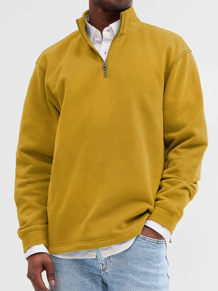 Men's Half-Zip Knit Hoodie – Soft Gray Pullover with Relaxed Fit, Modern Drop Shoulder Design 13 Colors Available
