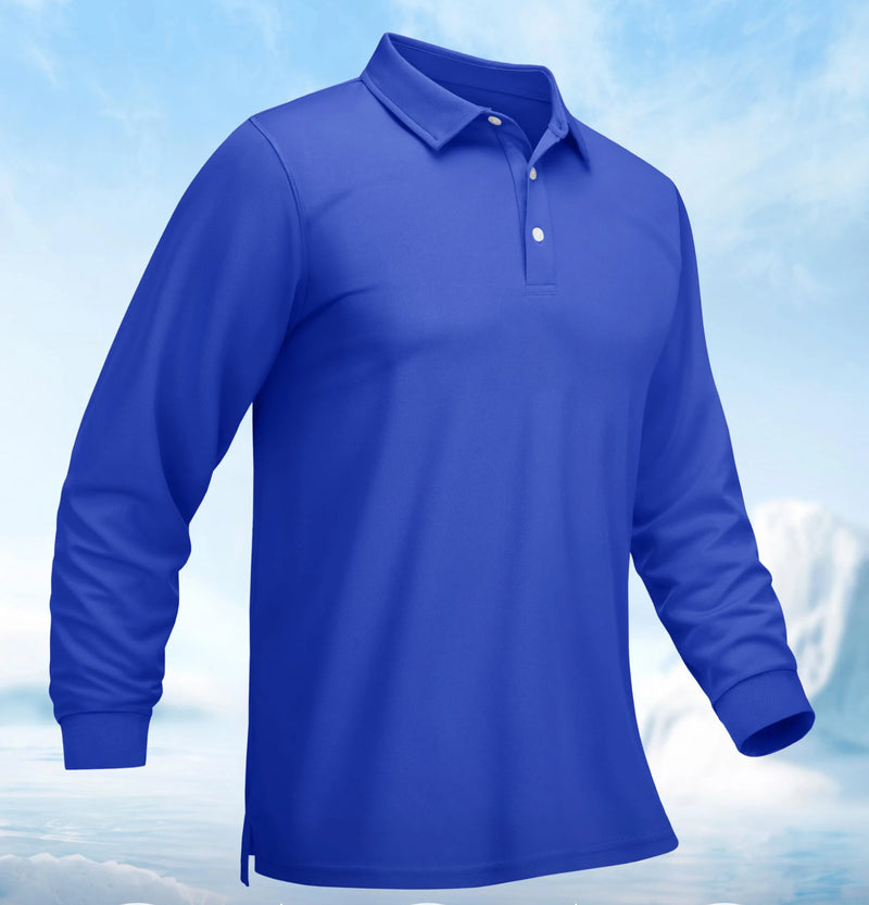 TACVASEN Men Sports Polo Shirts Quick Dry Golf T-shirts Breathable Work Shirts Casual Office Shirts Lightweight Top Long Sleeve