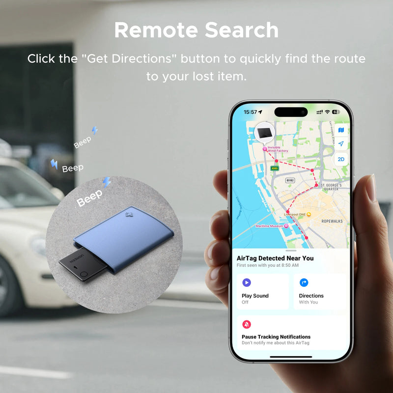 UGREEN Finder Slim 2 Global Tracker for Apple Find My, Official Certification, 7-Year Battery, Non-Rechargeable,Smart Tag