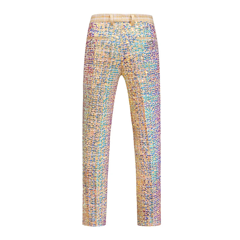 2026 New Men's Gold Shiny Sequin Suit Pants, Wedding Party Dress Trousers,Fashion Slim Pant,Asian Sizes M-5XL,6XL