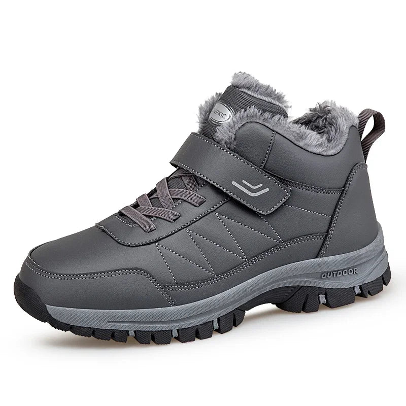 Winter Fleece Lined Elderly Snow Boots Artificial Leather High Top Non Slip Outdoor Warm Winter Shoes for Seniors Men Women