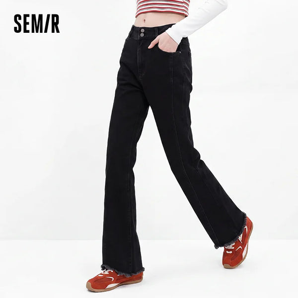 ខោខូវប៊យ Semir សម្រាប់នារី រាងស្លីម បែប Retro រចនាប័ទ្ម Street រដូវស្លឹកឈើជ្រុះ ឆ្នាំ២០២៦ ខោ Denim ទន់ ស្លៀកប្រចាំថ្ងៃ