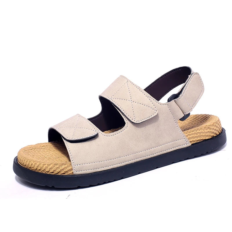 Thick Soles Bottom Platform Mens Leather Sandals Men Adjustable Slippers Sandals Soft Comfortable Summer Shoes