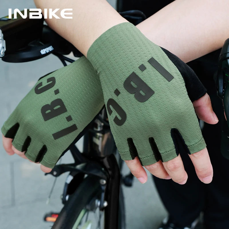 INBIKE Men's Road Cycling Gloves Breathable Half-Finger Cycling Gloves for Men Shock-Absorbing Pad Lightweight MTB Biking Gloves
