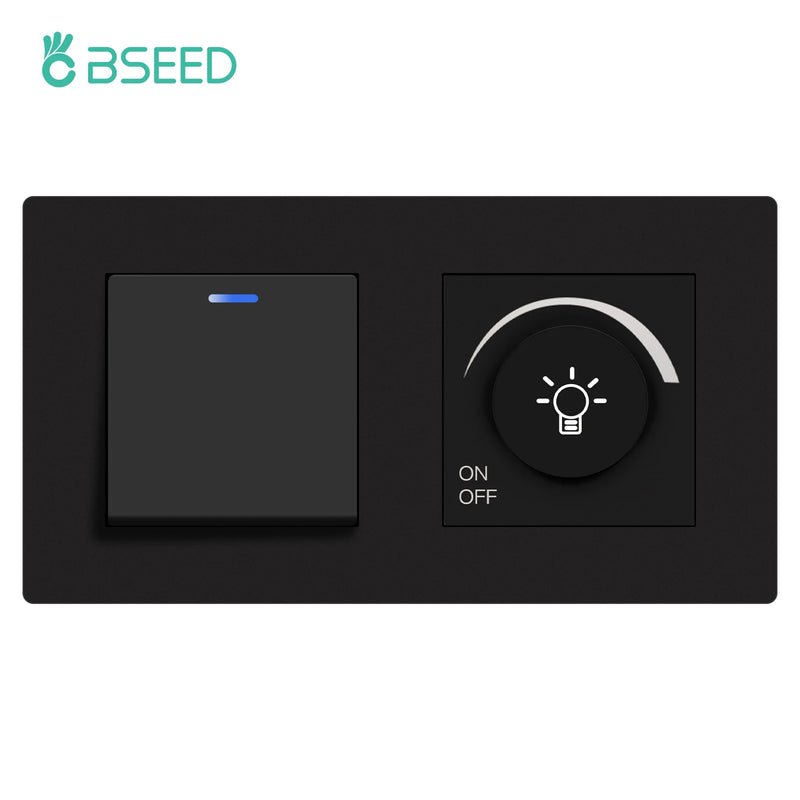 BSEED Normal Light Dimmer Switch Rotary Knob Dimmer Switch Adjustable Brightness Controller Plastic Frame Button Dimmer Switch