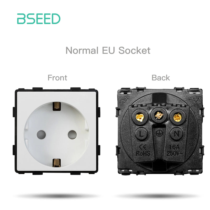 BSEED Wall Power Outlets Plastic Panel Parts White USB CAT5 Internet TV ST Function With Wall Socket EU Standard DIY Combination