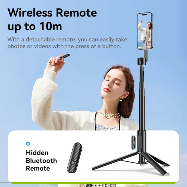ជើងកាមេរ៉ា Ulanzi MG-002 Max Magnetic Phone Selfie Stick ជាមួយឧបករណ៍បញ្ជាពីចម្ងាយ ជើងកាមេរ៉ា Selfie អាចពង្រីកបាន 1.64 ម៉ែត្រ សម្រាប់ការផ្សាយផ្ទាល់តាមទូរស័ព្ទ iPhone Magsafe