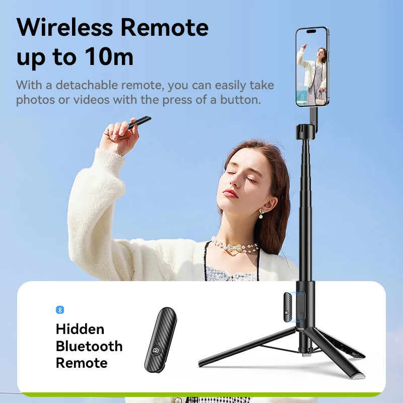 ជើងកាមេរ៉ា Ulanzi MG-002 Max Magnetic Phone Selfie Stick ជាមួយឧបករណ៍បញ្ជាពីចម្ងាយ ជើងកាមេរ៉ា Selfie អាចពង្រីកបាន 1.64 ម៉ែត្រ សម្រាប់ការផ្សាយផ្ទាល់តាមទូរស័ព្ទ iPhone Magsafe