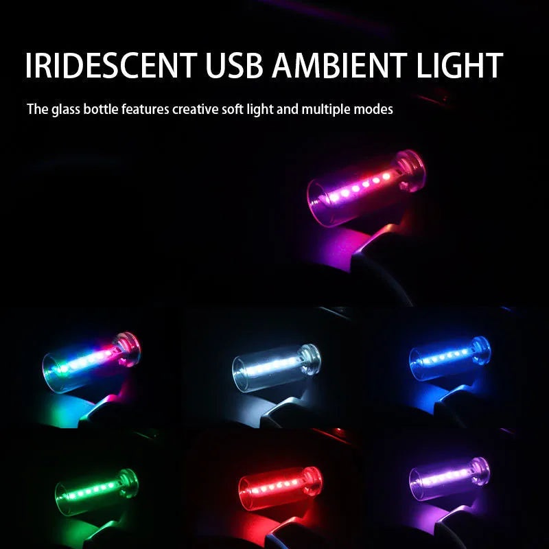 USB Car Interior LED Ambient Light Touch Control Mood Lamp with 7 Color Modes Dimmable LED Night Lights for Car Camping Party