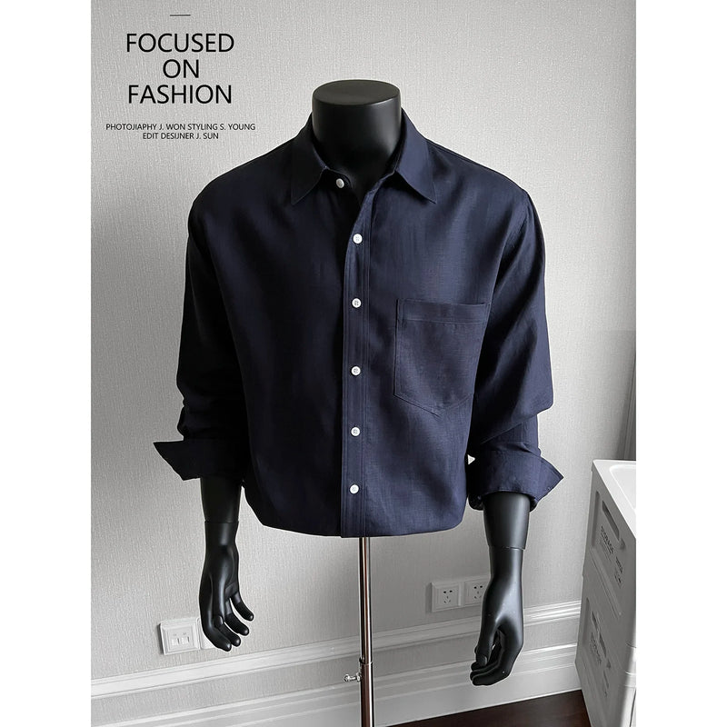 Men's Linen Blend Shirt, 70% Tencel 30% Linen Fabric, Breathable Sweat-Wicking Long Sleeve Top for Summer, Casual Slim Fit