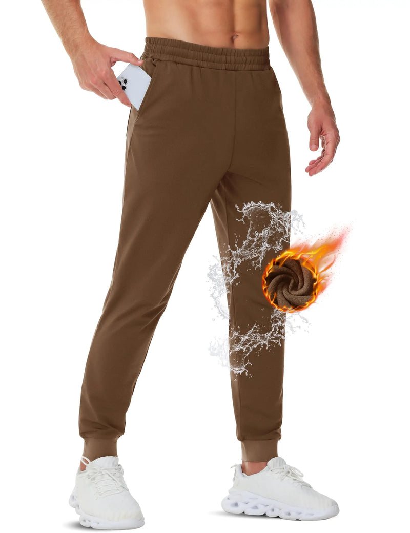TACVASEN Mens Fleece Lined Sweatpants Winter Warm Water Resistant Pants Running Athletic Gym Joggers Casual Trouser with Pockets