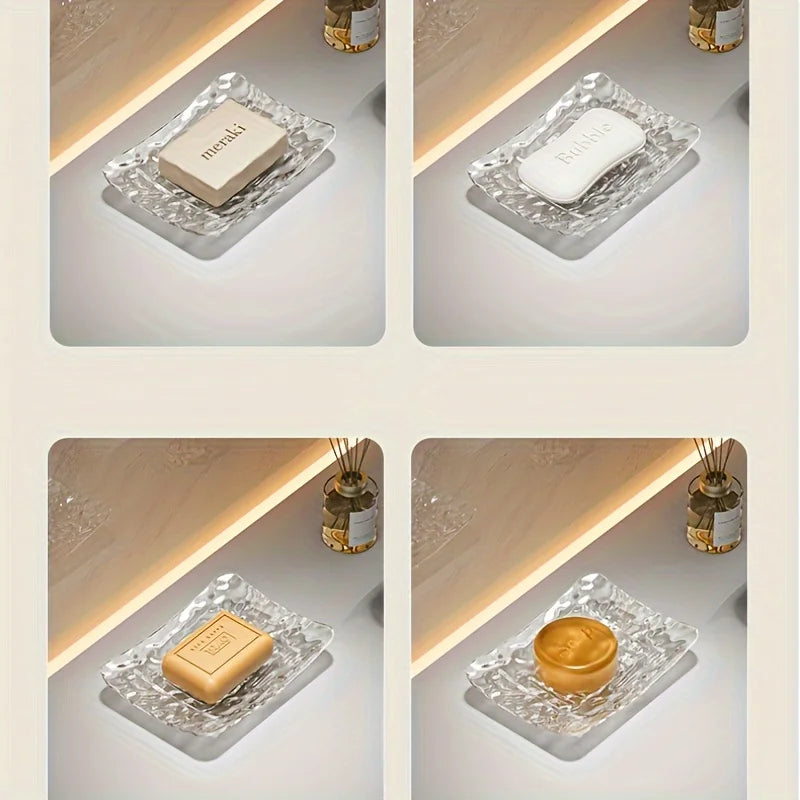 Glacier Pattern Self-Draining Soap Dish-Plastic Resin Bathroom Holder,Enhance bathroom decoration products，Decorative soap dish