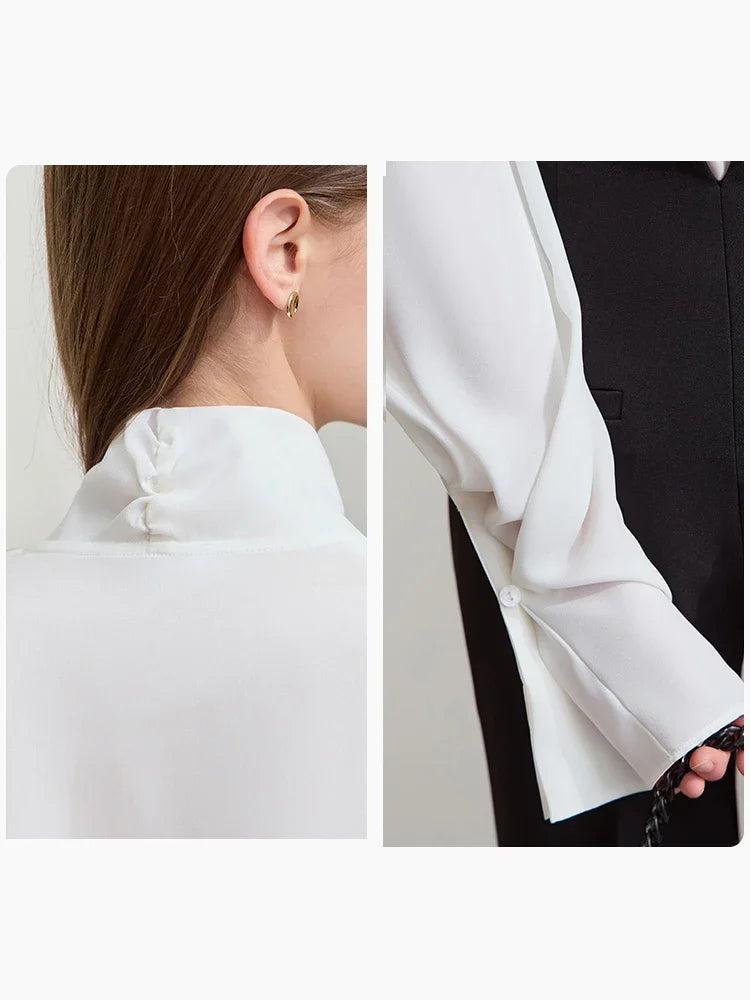 អាវ យឺត ស្រី AMII Minimalist Premium Chiffon Blouse រដូវស្លឹកឈើជ្រុះឆ្នាំ ២០២៦ ថ្មីឆើតឆាយបែបបារាំងប្រណីតសម្រាប់ធ្វើដំណើរ និងធ្វើការ អាវ យឺត រលុង សម្រាប់ ស្ត្រី 12541048