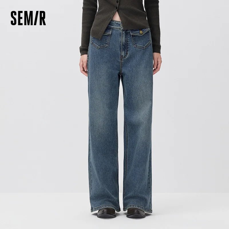ខោខូវប៊យ Semir សម្រាប់នារី មានស្រទាប់ក្រណាត់រោមចៀម រលុង សមល្អ ឆ្នាំ២០២៦ រដូវរងាថ្មី ស្លៀកប្រចាំថ្ងៃ ស្ទីលទីក្រុង ធម្មតា អាកាសធាតុត្រជាក់