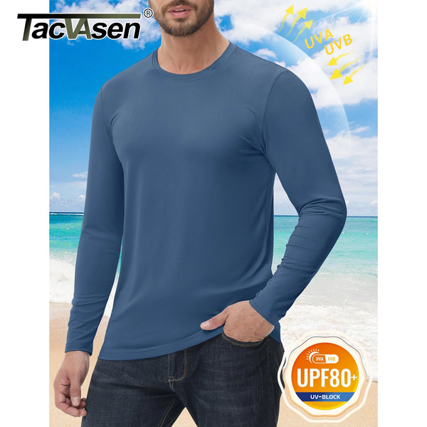 TACVASEN UPF 80+ Sun Protection T-shirts Men's Quick Dry Long Sleeve Athlectic T Shirts Performance Sports T-shirts Rash Guard