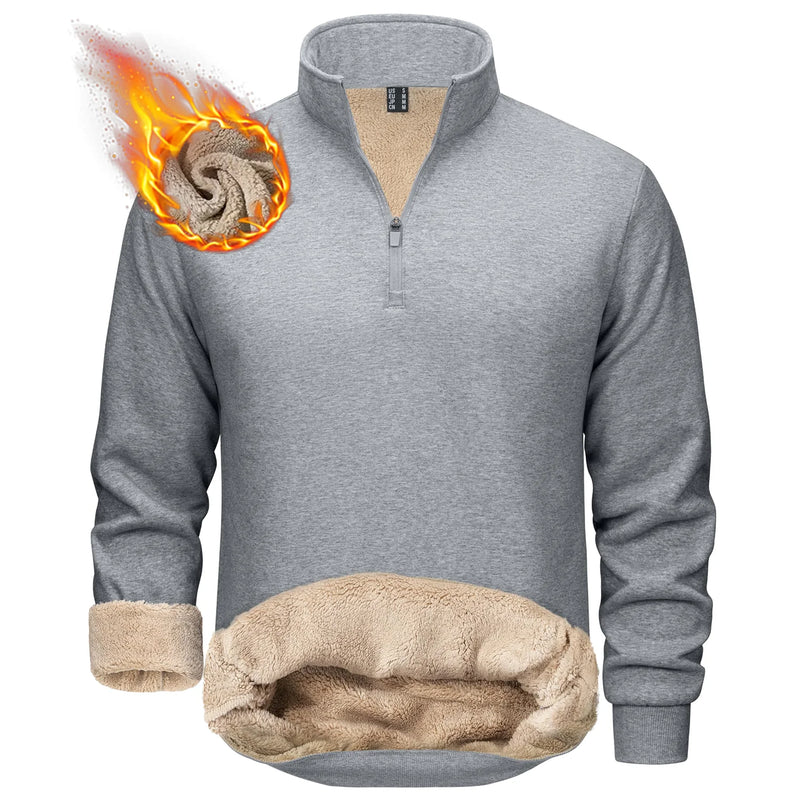 TACVASEN Mens Turtleneck Fleece Sweatshirts Casual Quarter Zip Sherpa Lined Sweatshirt Running Sports Hoodie Pullovers Tops Male