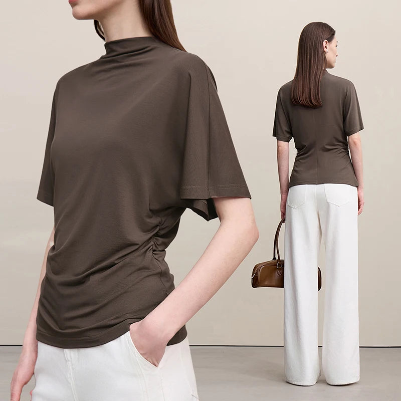 អាវយឺត Amii Top Women Summer 2026 ថ្មី លាតសន្ធឹង ឆើតឆាយ ស្លីម សម អាវយឺតដៃខ្លី ងាយស្រួលប្រើសម្រាប់នារី 12612022