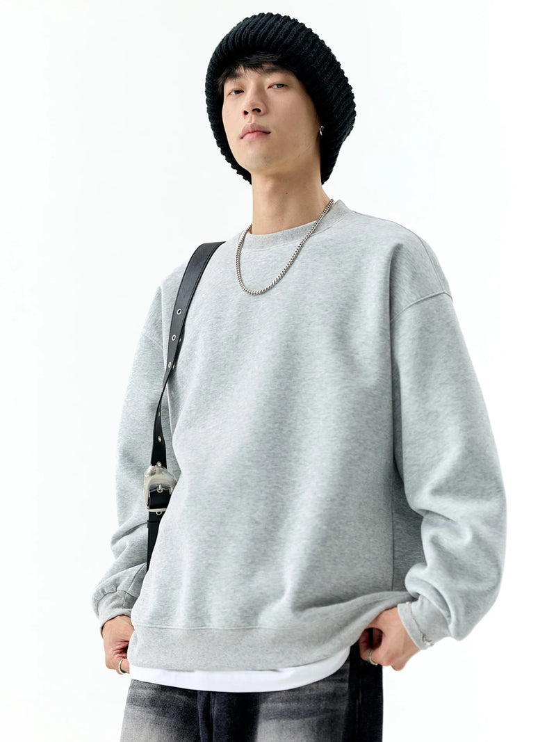 DUKEEN 450G Heavyweight Men's Sweatshirts Autumn and Winter New Solid Color Fashion Basic Pullovers 7 Color