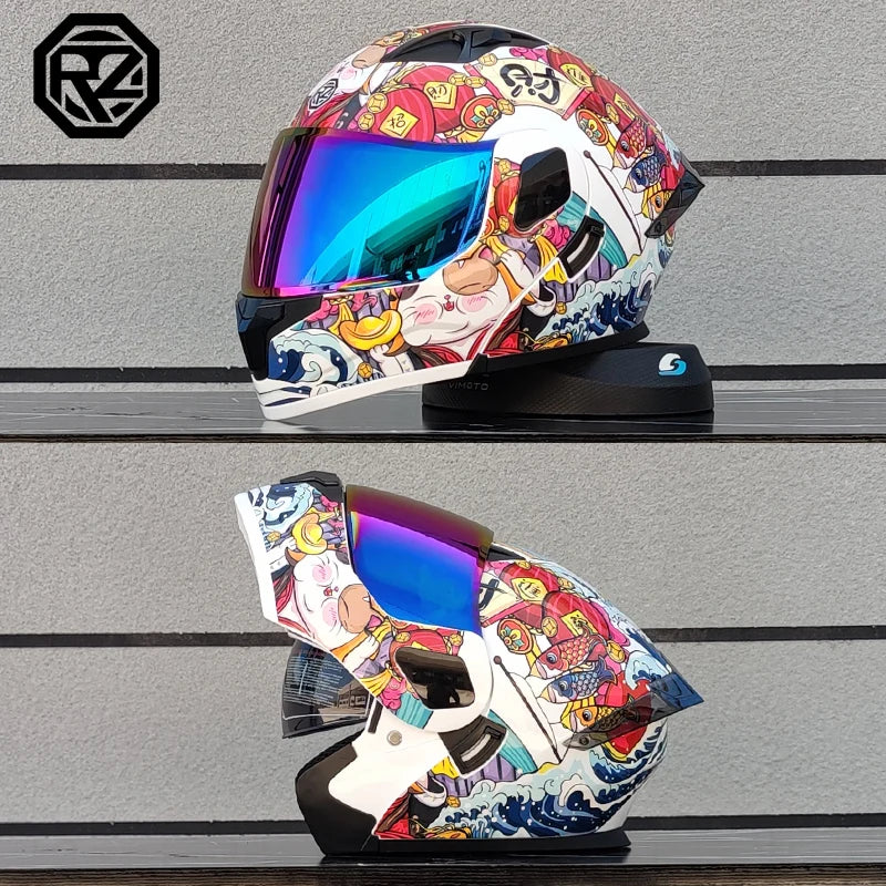 High Quality ORZ Motorcycle Full Face Helmet Four Seasons Motocross Racing Modular Flip Up Casco Moto Men Women Off Road Helmet