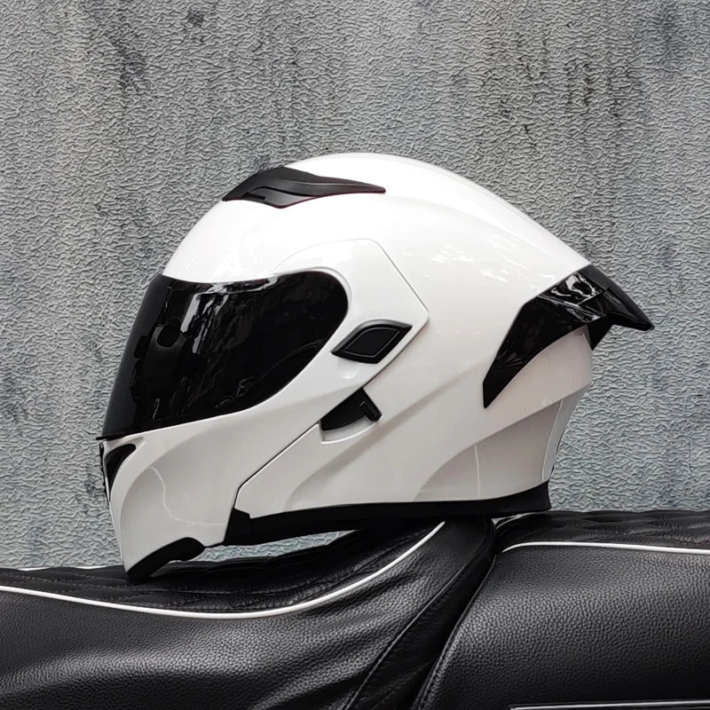 ORZ New DOT Quality Double Lens Flip Helmet Abs Full Face Motorcycle Off Road Motorcycle Racing Helmet Personalized Tail Wing