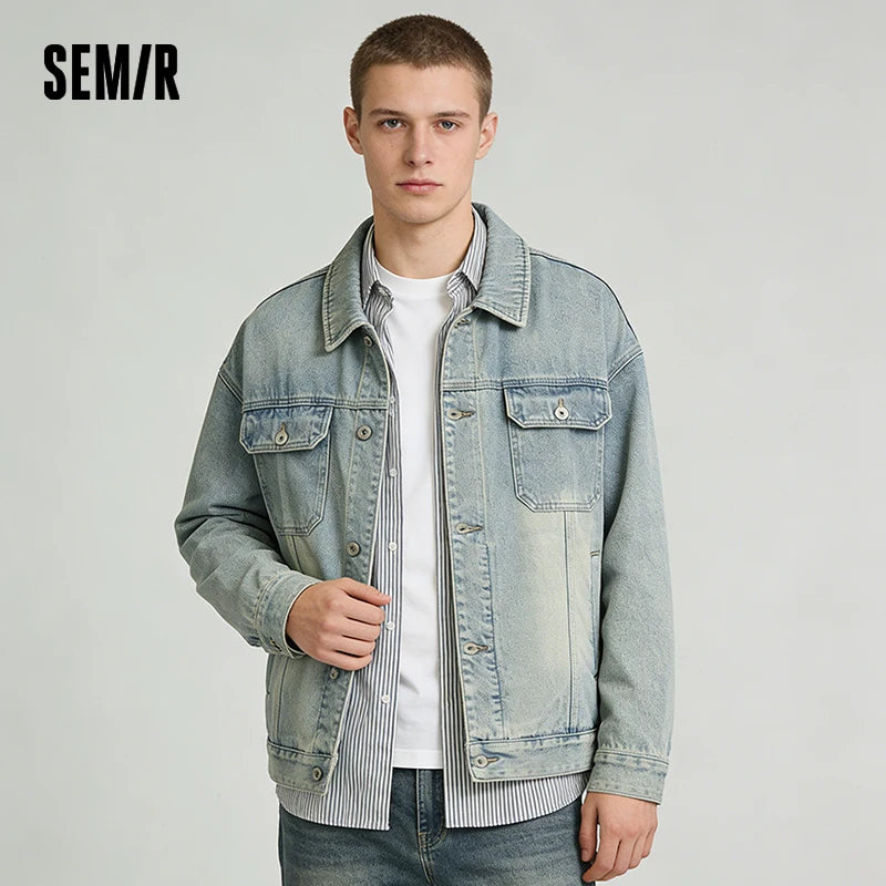 Semir Workwear Denim Jacket Retro Style Soft Texture Men Spring Casual Fashion Trend Comfortable Loose Fit StreetStyle New 2026