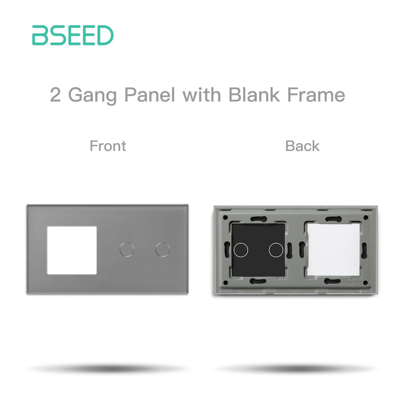 BSEED  M1 Series Frame Plus 1/2/3Gang Glass Panel For Touch Switch Wall Socket With Metal Plate White Black Golden 157mm