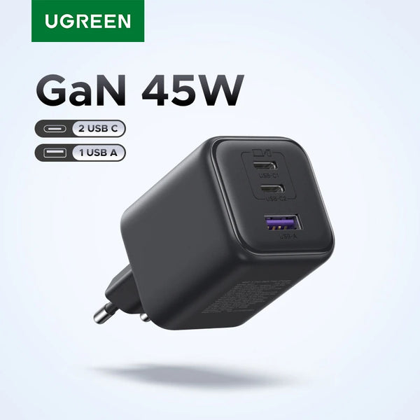 【EU Plug】UGREEN 45W/30W/25W/20W GaN Charger PD3.0 PPS QC3.0 USB C Fast Charger For iPhone 18 17 16 ProMax Samsung S25 iPad Air