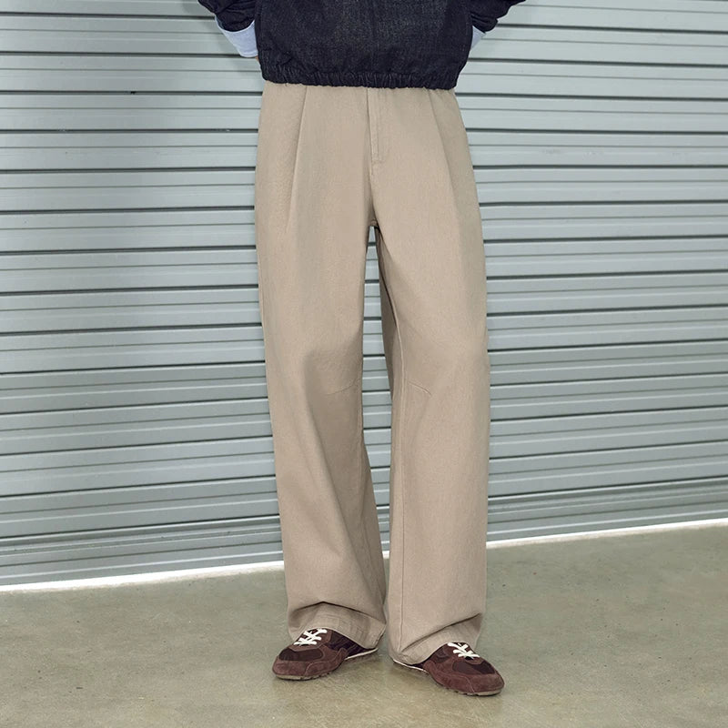 Semir Men Casual Pants Partial Elastic Waist Brushed Fabric Loose Fit Straight Leg Commuter Style Versatile 2026 New