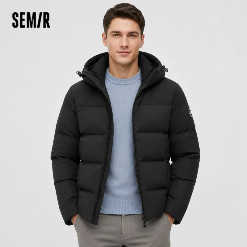 Semir Grey Duck Down Jacket Warm Windproof Men 2026 Winter Short Style Loose Fit Daily Wear Cold Weather Outerwear Coat