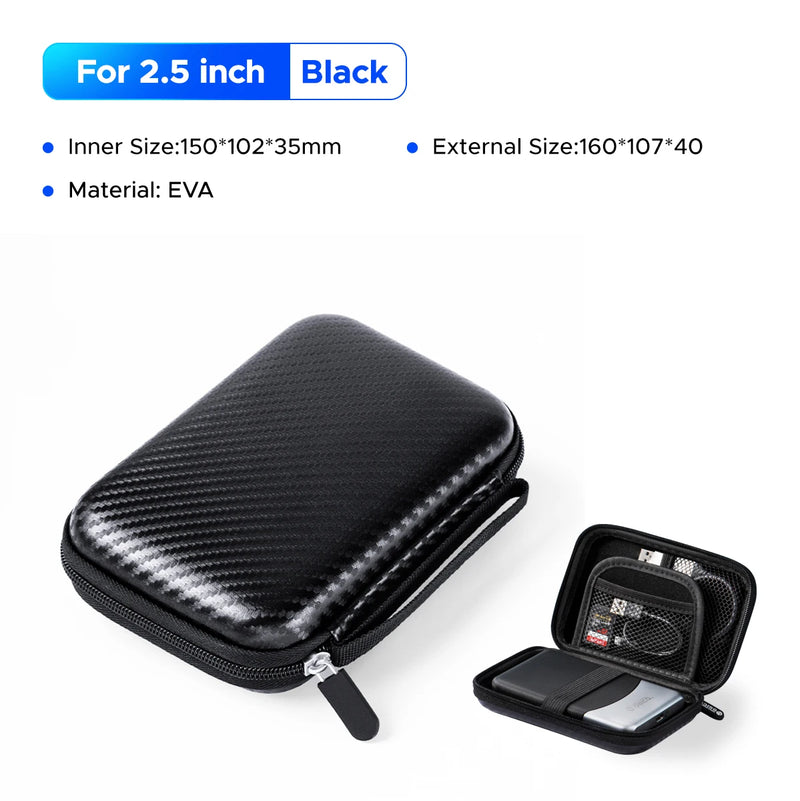 ORICO Portable Protection Hard Case Shockproof EVA Organizer Case for External 2.5 inch Hard Drive SSD USB Charging Cable