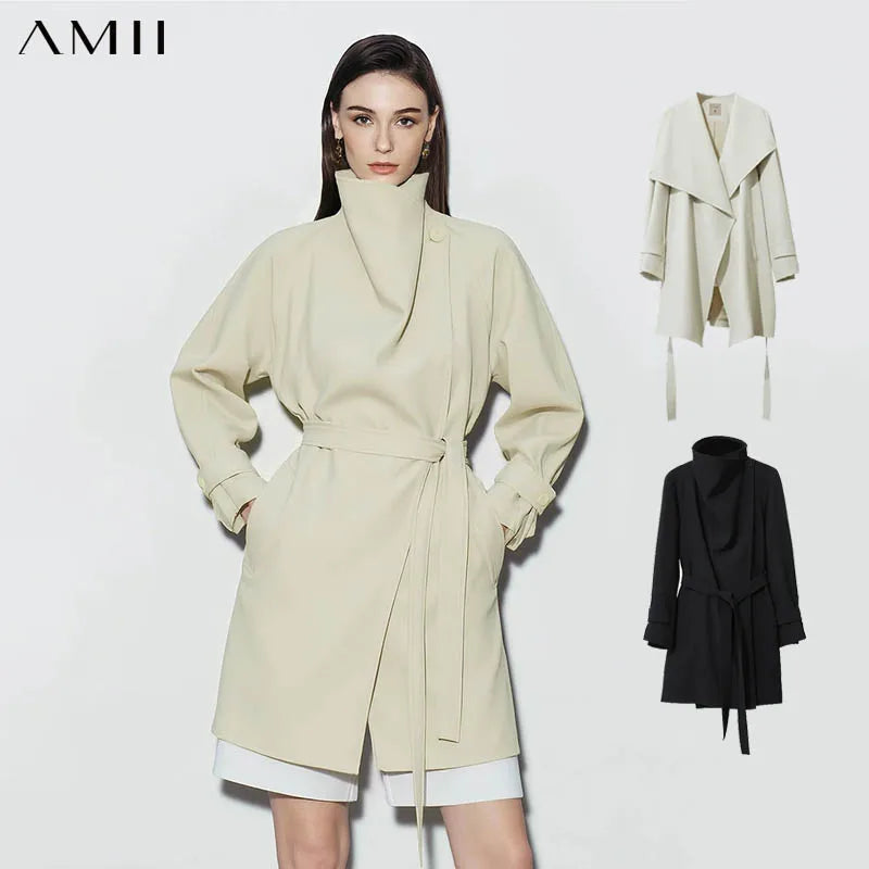 អាវធំ Amii សម្រាប់នារី រដូវរងា ឆ្នាំ២០២៦ អាវធំដៃវែងសម្រាប់ធ្វើដំណើរទៅធ្វើការថ្មី ប្រឆាំងនឹងស្នាមជ្រួញ ខ្សែក្រវ៉ាត់ អាវធំរលុង 12611027