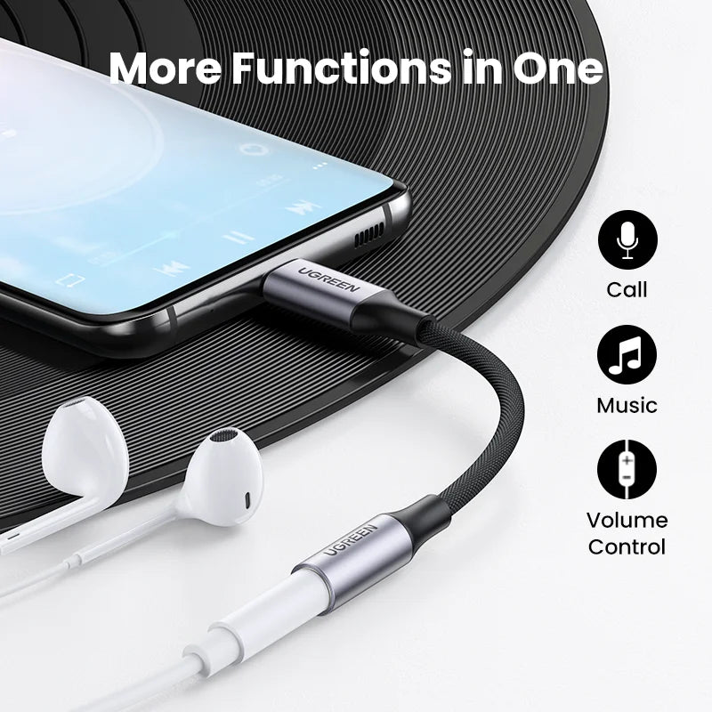 UGREEN USB Type C to 3.5mm DAC Chip Headphone Adapter USB C to 3.5 Aux Cable for PC for iPhone 15 Pro Max Macbook Samsung Galaxy