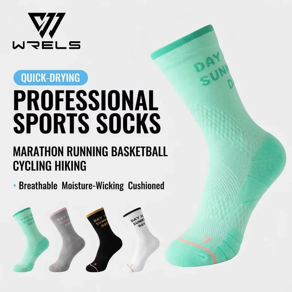 WRELS 1/2/3 Pairs Cycling Socks Moisture Wicking Hiking Sport Socks Women Arch Support Anti Slip Outdoor Training Running Socks