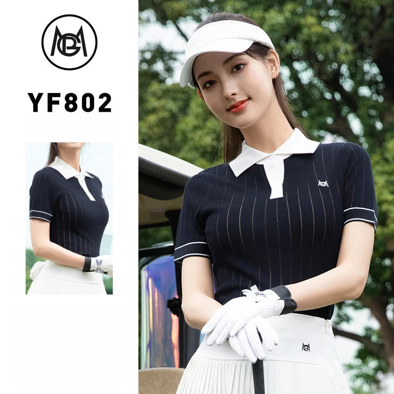 PGM Women Golf Spring Summer T-shirt Tennis Polo Sports Top Clothes YF802
