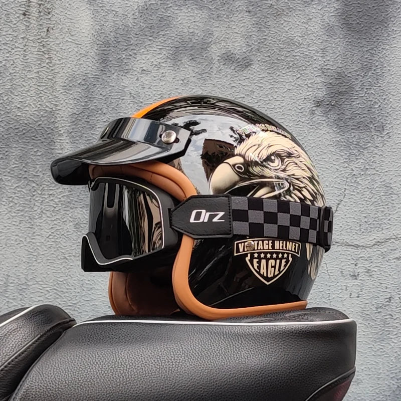 DOT Approved Retro Motorcycles Helmets 3/4 Open Face Helmet Moto Suitable For Men And Women