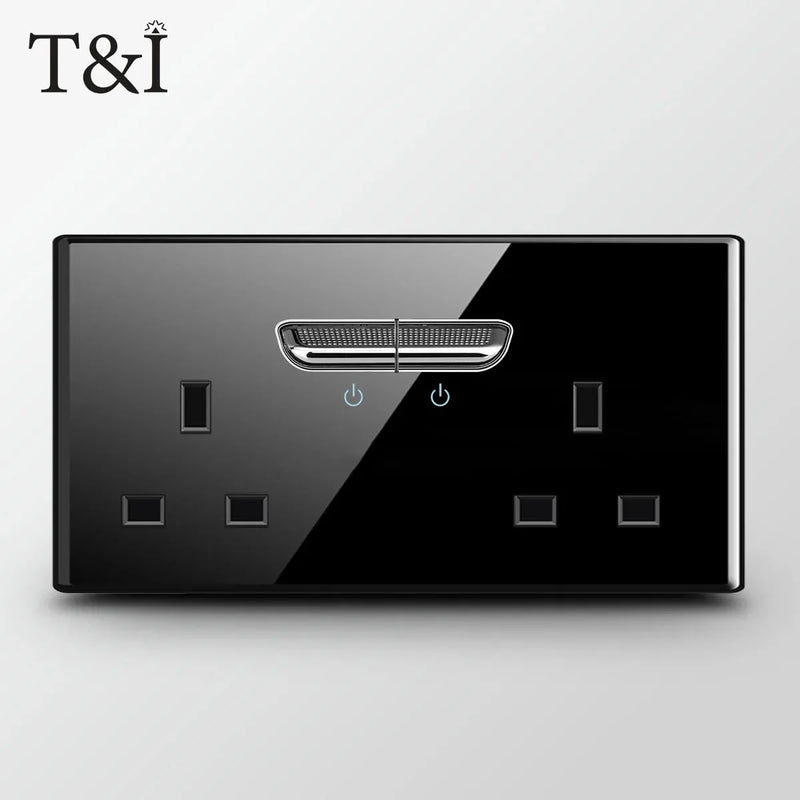 UK Crystal Tempered Glass Switch Panel LED Indicator 1/2/3/4 Gang/ 1/2 Way Self-reset  Button Light