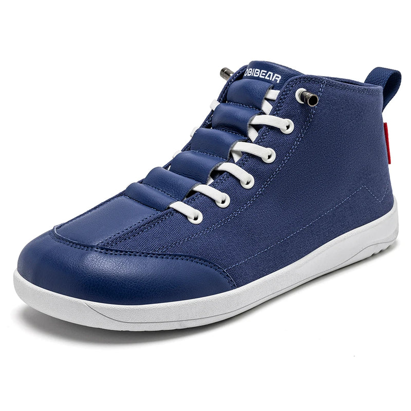 HOBIBEAR Mid-Top Canvas Boots Unisex Barefoot Wide Width Minimalist Shoes Zero-Drop Trail Running Sneakers