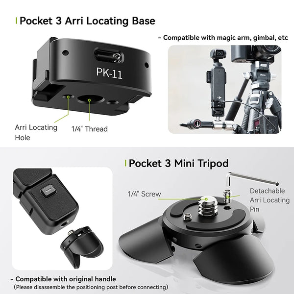 ជើងកាមេរ៉ា Ulanzi Pocket 3 Mini Tripod / ជើងកាមេរ៉ា Arri សម្រាប់ DJI Osmo Pocket 3