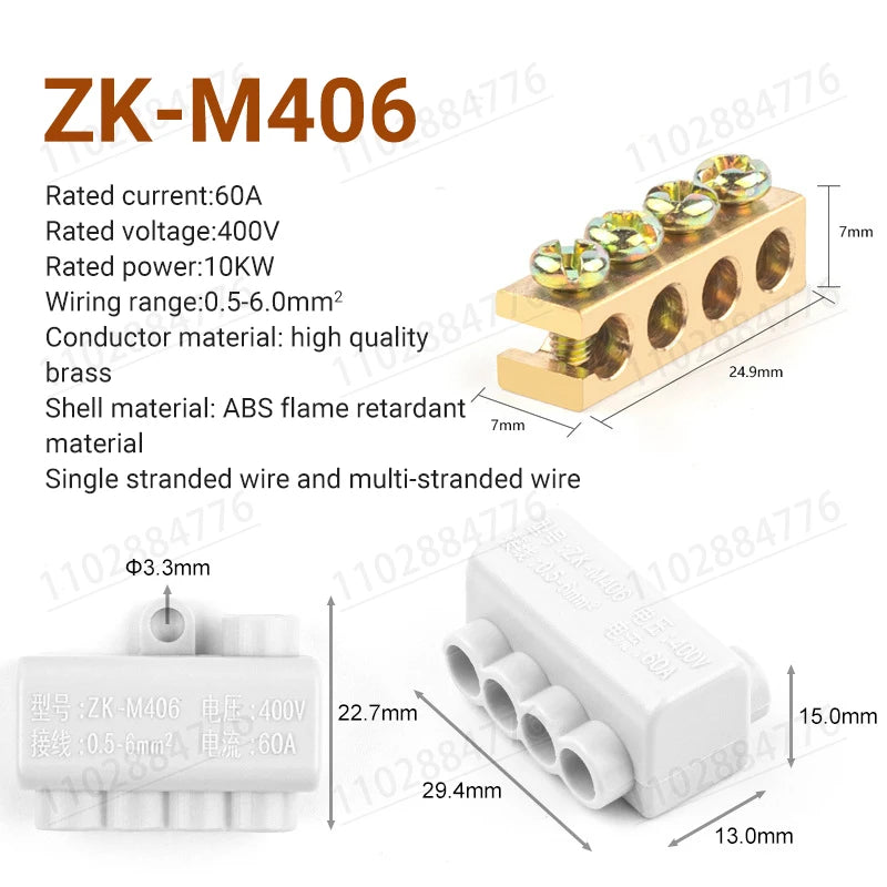 3PCS High Power Splitter Quick Wire Connector Terminal Block Electrical Cable Junction Box ZK-306 ZK-506 ZK-316 ZK516 Connectors