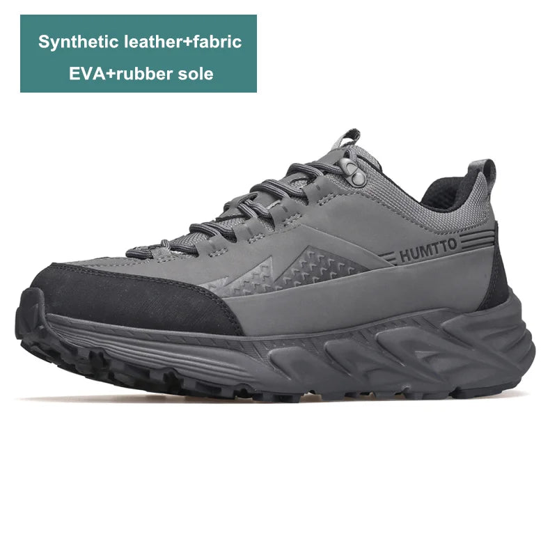 HUMTTO Shoes for Men 2023 Luxury Designer Leather Hiking Boots Outdoor Climbing Trekking Sneakers Mens Sports Walking Man Shoe