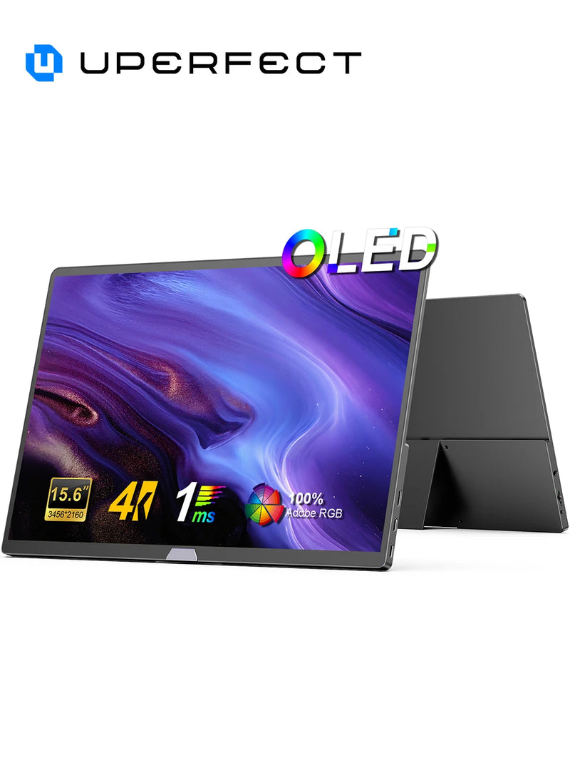 Uperfect 15.6" 4K OLED Screen Portable Monitor 100% DCI-P3 Display 1MS Eye Care PC 60hz For Laptop Mac NUC Mini PC VESA LS Stand