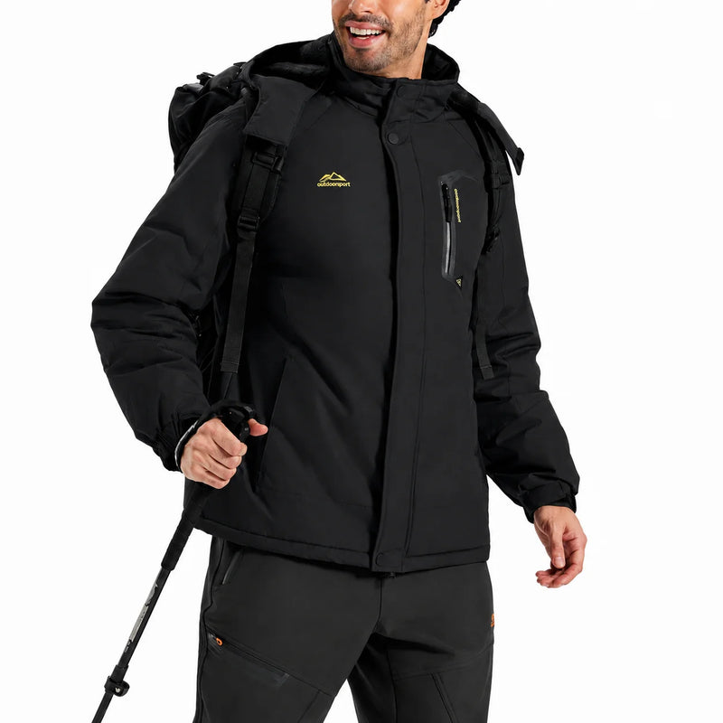 TACVASEN Men's Winter Parka Ski Jackets Waterproof Fleece Lined Snow Coats Padded Daily Hiking Outdoor Thermal Hooded Jackets
