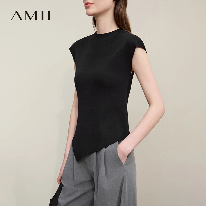 អាវប៉ាក់សម្រាប់នារី Amii រដូវក្តៅឆ្នាំ ២០២៦ ថ្មី កអាវមិនស្មើគ្នា ស្លីម ដៃខ្លី ធម្មតា មូលដ្ឋាន អាវប៉ាក់រឹង 12622179