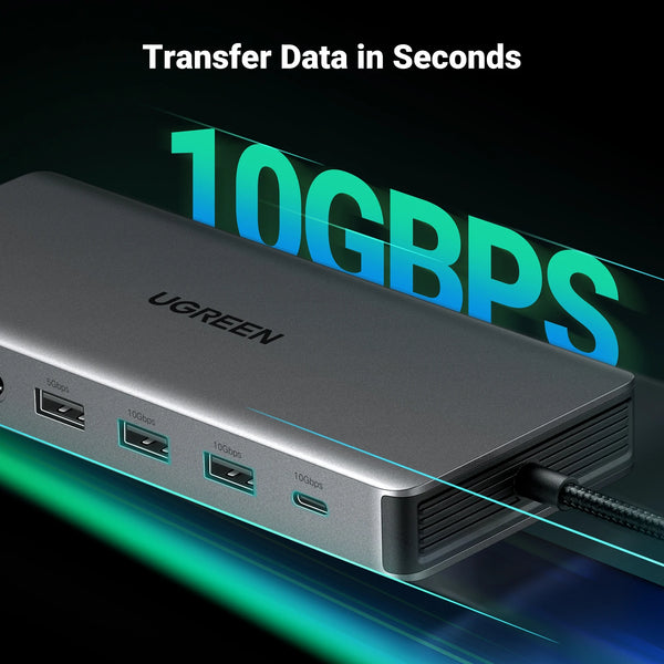 UGREEN 13-in-1 USB-C HUB Triple Monitor Extend 4K 2xHDMI 1xDP 10Gbps USB3.2 PD100W SD/TF RJ45 Dockingfor Windows Laptop HP Dell