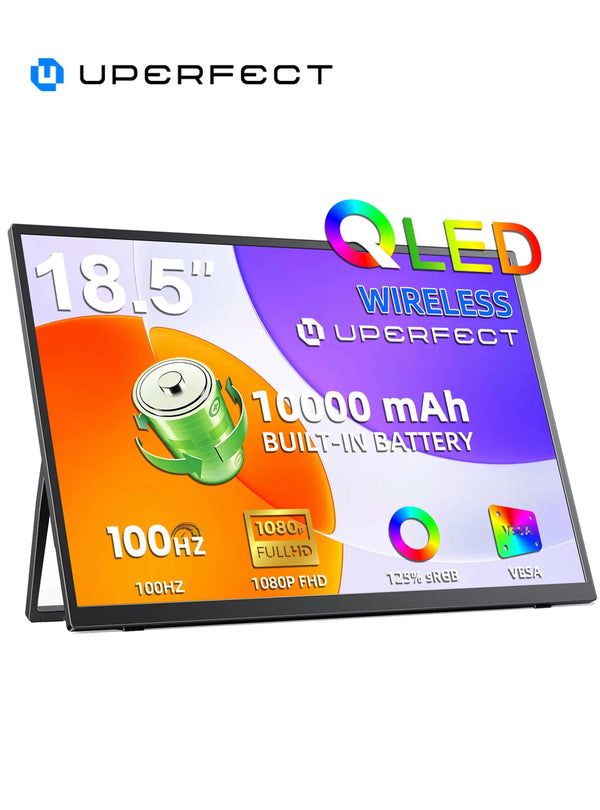ម៉ូនីទ័រ QLED ចល័ត PERFECT ទំហំ 18.5 អ៊ីញ 100Hz ថ្ម 10000mAh អេក្រង់ឥតខ្សែ អេក្រង់ចល័ត សម្រាប់កុំព្យូទ័រយួរដៃ កុំព្យូទ័រលេងហ្គេម ទូរស័ព្ទ