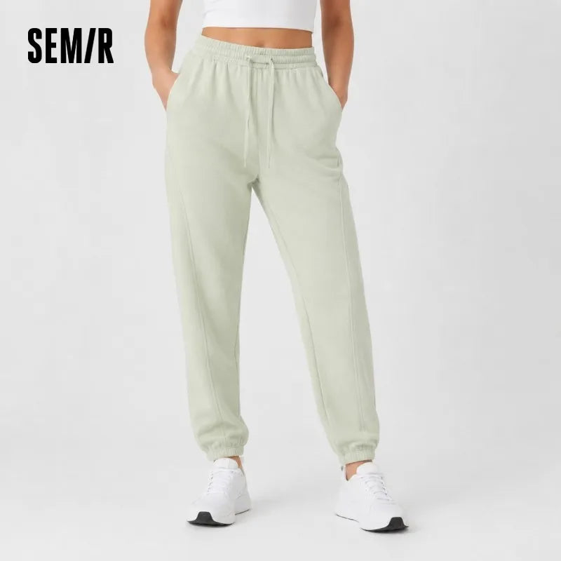 Semir Casual Pants Women Winter Fleece Anti-Static Loose Paneled Cuffed Long Pants 2025 New Sporty Sweatpants Women'S Wear