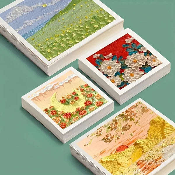 50pcs High-Quality Square Canvas Boards, Enhanced Thickness for Artists,Measuring 3.94X3.94 Inches, in White Color.