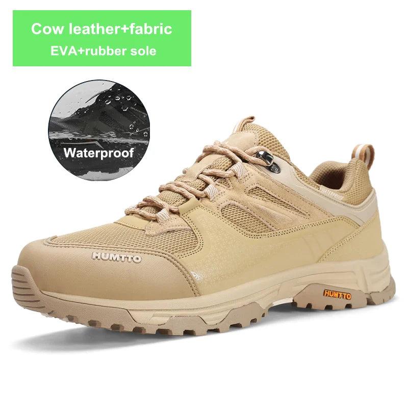 HUMTTO Shoes for Men 2023 Luxury Designer Leather Hiking Boots Outdoor Climbing Trekking Sneakers Mens Sports Walking Man Shoe