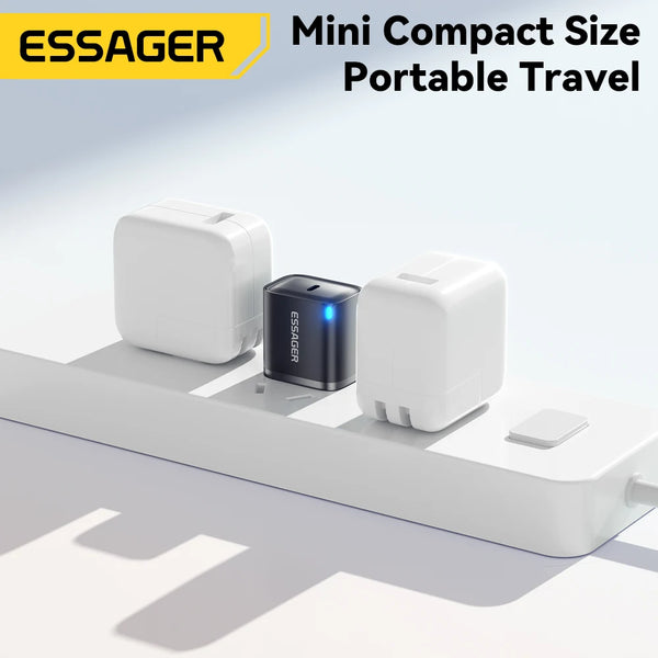 ឈុតឆ្នាំងសាក Essager Mini 30W Type C សម្រាប់ iPhone 16 15 Xiaomi PD 20W ខ្សែសាក Lightning សម្រាប់ធ្វើដំណើរសម្រាប់ iPhone 14 13 12 iPad Pro