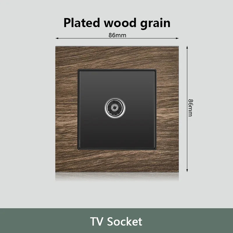 Retro Wood grain Wall Light Switch,18W Fast Type C Wall 220V Power Outlet plug,EU FR European Electrical socket with USB Charger
